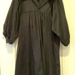 Emily McCarthy Dress Stella Med Black V-Neck 3/4 Sleeves Cotton Ruffle Collar